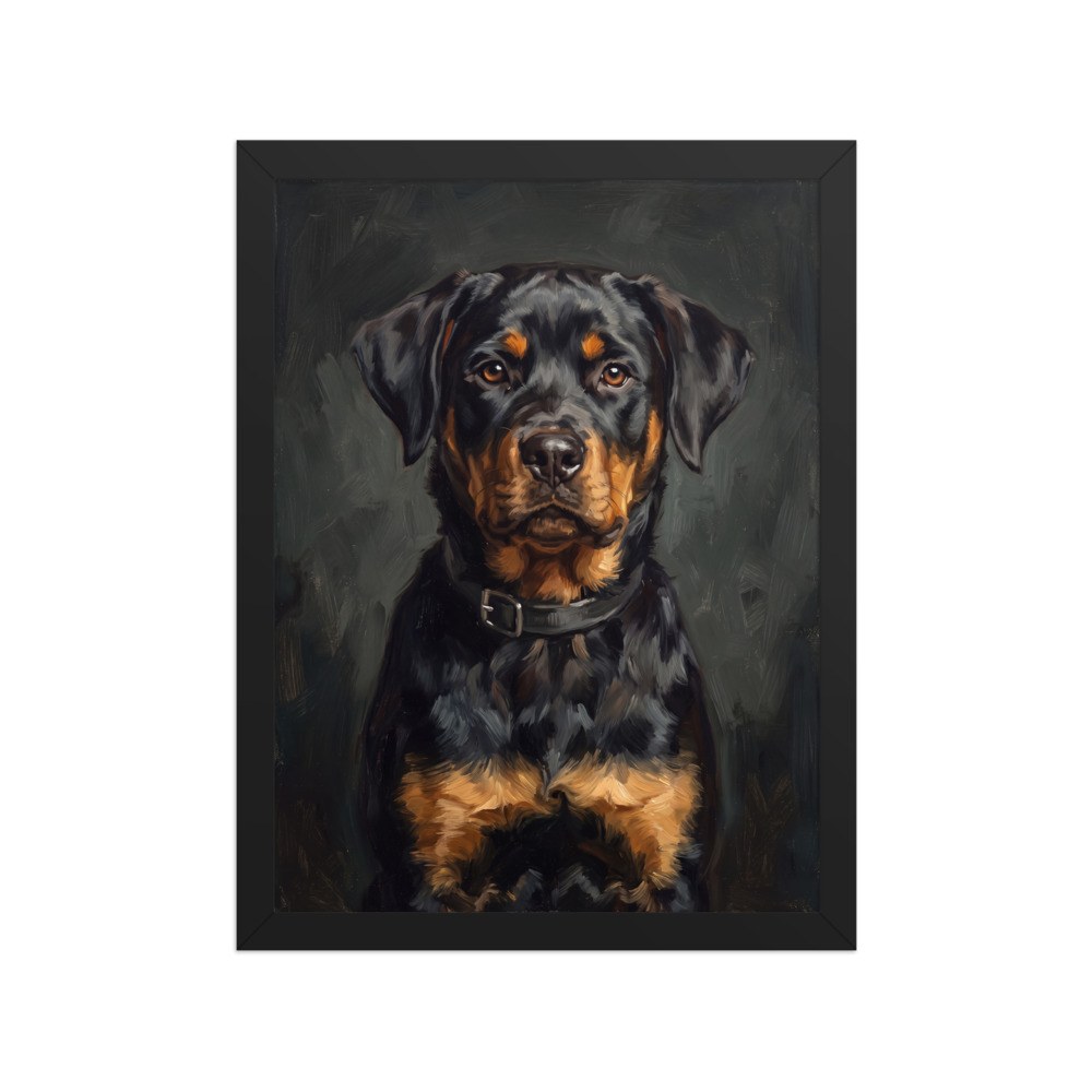 The framed print, straight on: black wooden frame, matte paper